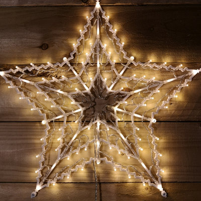 B&Q -  52Cm Light Up Christmas Star Silhouette Hanging Decoration With 100 Warm White Leds