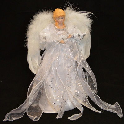 Samuel Alexander 30Cm White & Silver Christmas Tree Top Fairy Angel House Decoration Ornament from B&Q