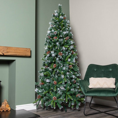 Samuel Alexander 7Ft (2.1M) Frosted Glacier Pine Snow Tipped Christmas Tree With Pinecones And 956 Tips from B&Q
