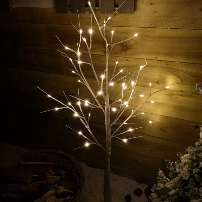 B&Q -  1.2M (4Ft) Indoor Outdoor Christmas Lit Birch Tree With 48 Warm White Leds