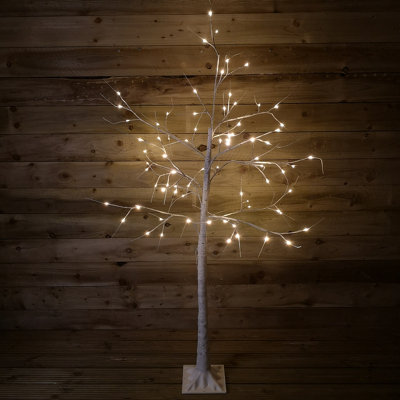 Samuel Alexander White (6Ft) Indoor Outdoor Christmas Lit Birch Tree With 80 Warm Leds 1.8M
