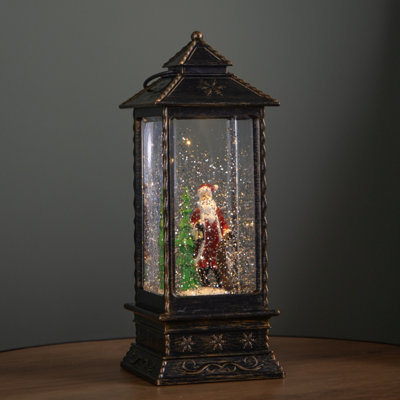 Samuel Alexander 27cm LED Water Spinner Lantern - Rustic Gold Santa Scene - Dual Power Christmas Decoration - Image 4