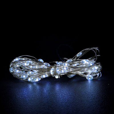 B&Q -  200 Led 10M  Microbrights Indoor Outdoor Christmas Multi Function Battery Operated Lights With Timer On Pin Wire In Cool White