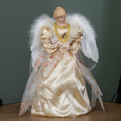 Samuel Alexander 30Cm Angel Christmas Tree Topper With Feather Wings In Gold from B&Q