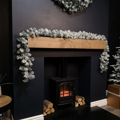 Samuel Alexander 270Cm 9Ft Kaemingk Luxury Christmas Imperial Garland Snowflocked Green