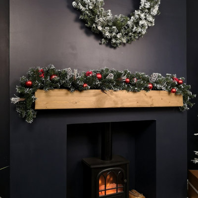 Samuel Alexander Premier 180Cm (6Ft) Festive Red Dressed Christmas Garland With Bows And Red Baubles from B&Q