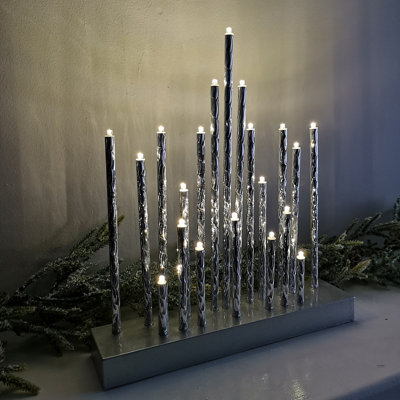 Samuel Alexander 27Cm Premier Christmas Candlebridge With 20 Leds In Silver  Aluminium Battery Operated from B&Q