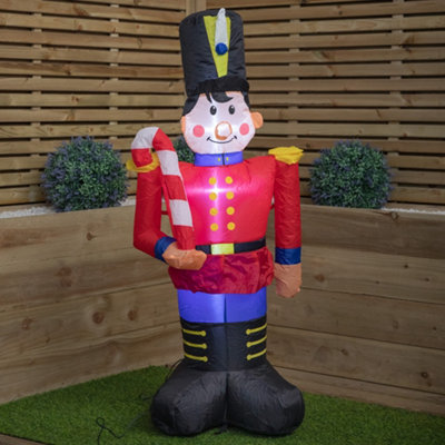 Samuel Alexander 1.2M (4Ft) Light Up Toy Soldier With Candy Cane Christmas Inflatable Decoration from B&Q
