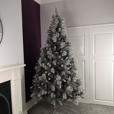 Samuel Alexander Premier 2.4M Silver Glitter Tip Fir Festive Christmas Tree In Grey Pvc from B&Q