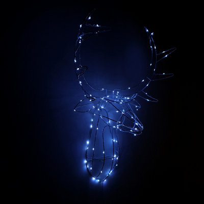 B&Q -  70Cm Outdoor Light Up Reindeer Head Christmas Decoration With Twinkling Ice White Leds