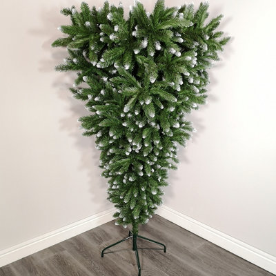 Samuel Alexander 6Ft (180Cm) Snowtime Pvc Upside Down Frosted Green Snow Tipped Christmas Tree from B&Q