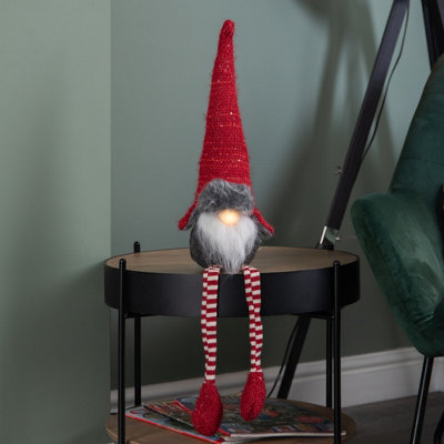 B&Q -  72Cm Light Up Christmas Gonk With Dangly Legs & Aviator Hat In Red