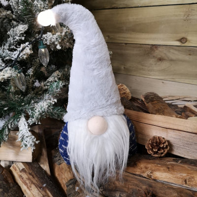 Samuel Alexander 35Cm Festive Christmas Sitting Light Up Lit Gonk With Grey Hat And Blue Body from B&Q