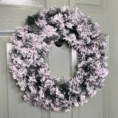 Samuel Alexander Premier Flocked Woodcote Pine Flocked Wreath 50Cm from B&Q