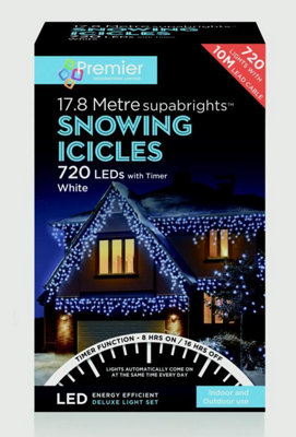 17.8M (720 Led) Premier Outdoor Led Icicle Christmas Timer LightsCool White from B&Q