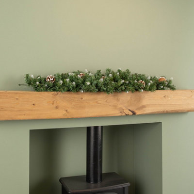 Samuel Alexander 90Cm Snow King Fir Christmas Swag Garland With Pine Cones & Snow Tips from B&Q
