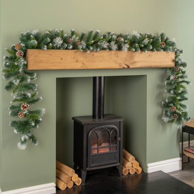 Samuel Alexander 270Cm X 25Cm Frosted Glacier Christmas Garland With Pine Cones from B&Q