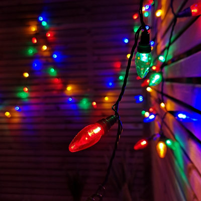 B&Q -  12M 120 Led Large Festoon Bulb Christmas String Lights In Multi-Coloured