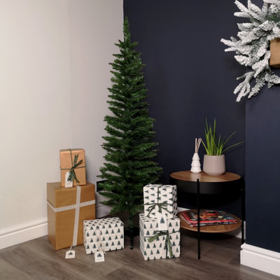 Samuel Alexander 5Ft (1.5M) Pencil Style Slim Artificial Christmas Tree In Plain Green from B&Q