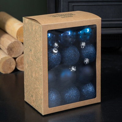 Samuel Alexander Set Of 24 60mm Shatterproof Christmas Tree Baubles In Midnight Blue from B&Q