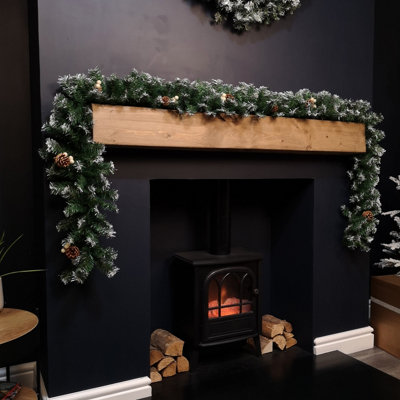 Samuel Alexander Premier 270Cm (9Ft) Christmas Garland Decoration Snow Tips White Berries & Cones from B&Q