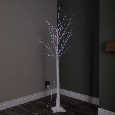 Samuel Alexander Light/White (6Ft) Outdoor Christmas Up Birch Tree With 80 Multicoloured Leds 1.8M