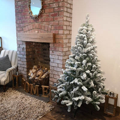 Samuel Alexander Kaemingk 6Ft (180Cm) Flocked Snowy Imperial Pine Hinged Christmas Trees from B&Q