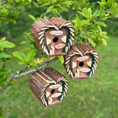 Selections Hanging Wooden Love Bird Nest Box Birdhouse (Set Of 3) from B&Q