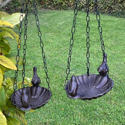 Cast Iron Hanging Garden Wild Bird Bath Feeder Decorative (Set of 2) - Image 3