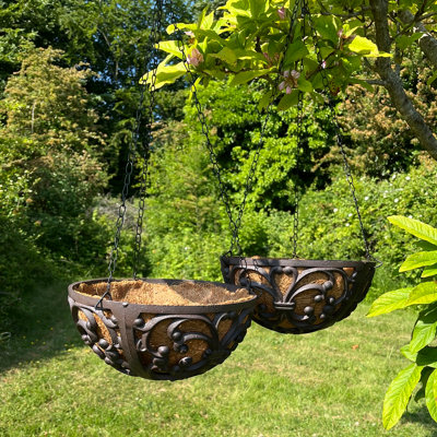 Selections Set Of 2 Cast Iron Garden Hanging Basket Planters (25.5Cm) from B&Q