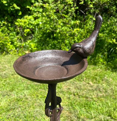 Selections Ornate Cast Iron Bird Bath Feeder Dish Ground Stake from B&Q
