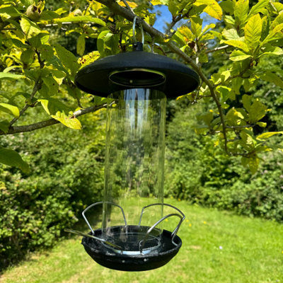 Selections Large Hanging Steel Bird Seed Feeder With 4 Feeding Ports Dark/Grey