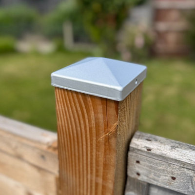Selections Galvanized Steel Pyramid Shape Fence Post Cap (Pack Of 10) from B&Q