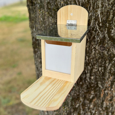 Selections Wooden Wall Mounted Squirrel Feeder With Feeding Platform & Metal Roof from B&Q