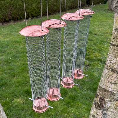 Large Metal Hanging Bird Nut Peanut Feeder Garden Birds Copper Style (Set of 4) - Image 3