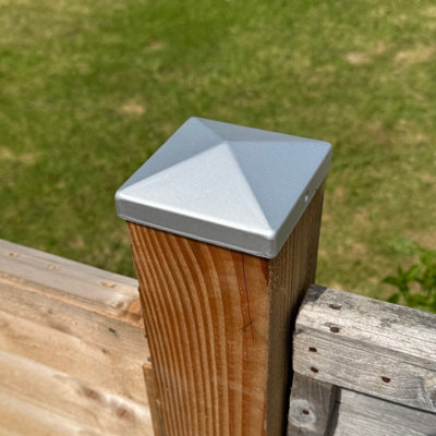 Selections Galvanized Steel Pyramid Shape Fence Post Cap (Pack Of 10) from B&Q