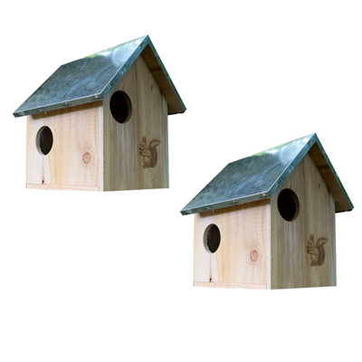 Selections Wooden Garden Squirrel Nest Box House With Metal RoofSet Of 2 from B&Q
