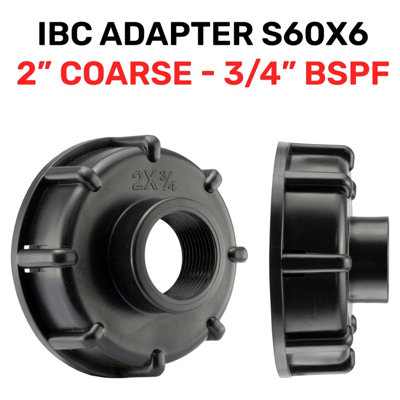 Cost Wise (Pack Of 2) X Adaptors For Ibc Tank With S60X6 Coarse Thread Outlet With 3/4" Bsp Thread Centre Hole from B&Q