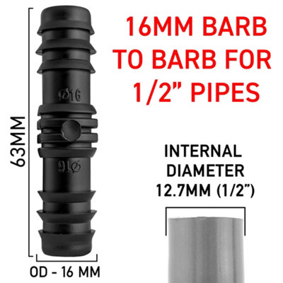 Cost wise Pack Of 5 Repair/joiner Connectors For 13M/16mm Garden Ldpe Irrigation Water Supply Pipe from B&Q