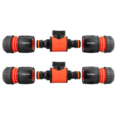 Costwise Garden Watering Hosepipe/irrigation Flow Control Valves With Matching Hose Connectors(Pack Of 2 Valves + 4 Connectors) from B&Q