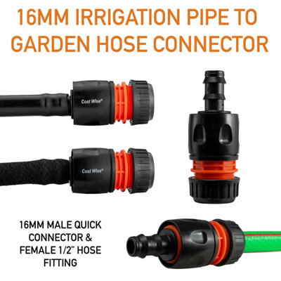 Cost Wise Garden Irrigation-13/16mm Water Supply Pipe(Ldpe) Pipe-Hosepipe Detachable Link Connector Adaptor from B&Q