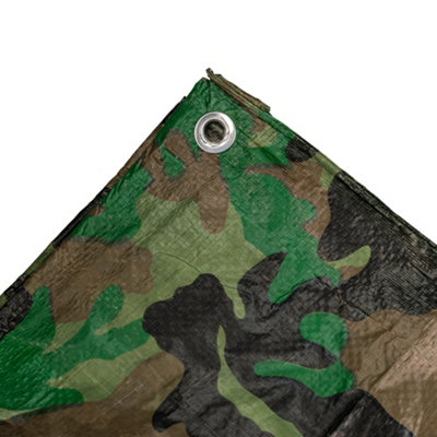 Cost Wise Waterproof Camouflage Tarpaulin Ground Cover Sheet Army Basha Military Tarp Bird Watching Cover Shooting Hide (2M X4M) from B&Q