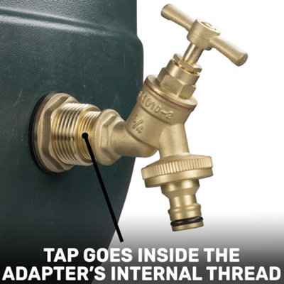 Cost Wise Water Butt/storage Tank Outlet Adaptor With Brass Bib Tap,requires A 33mm Hole from B&Q