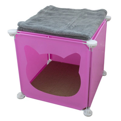 Cost Wise Pink Kitty Cubby/cat Cave/cube With Blanket And Scratcher from B&Q