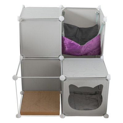 Cost Wise Feline Powered Gray Cat House/tower,design&build+Blanket+Hammock+Scratcher Pad from B&Q