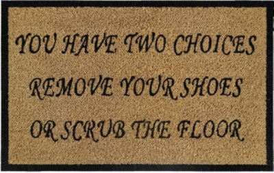 B&Q -  Natural Coir 60Cm X 40Cm Heavy Duty Doormats With Rubber Base With Humourous Message (Remove Your Shoes)