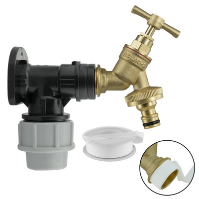 Cost Wise 25mm Mdpe Wall Plate/back Plate With Solid Brass Bib Tap+ Click-Lock Connector+ Ptfe Tape from B&Q