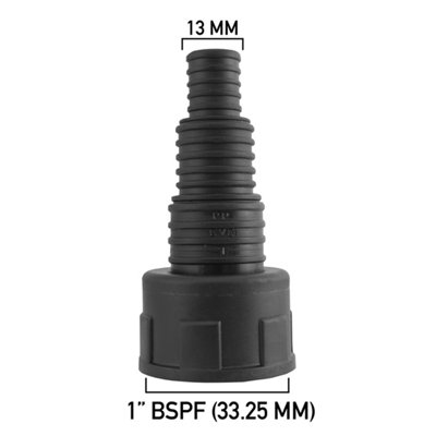 Cost Wise Multi-Step Hosetail For Pond Pumps/filters Fits 13-20-25mm Hose,1" Bsp Female Thread-Measures 33.3mm Across The Thread from B&Q