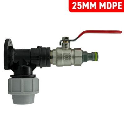 Cost Wise 25mm Waterpipe Mdpe Back/wall Plate With Full Flow Valve+Universal Garden Hose Connector from B&Q