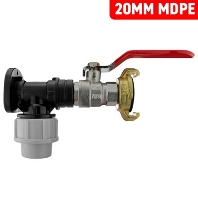Cost Wise 20mm Waterpipe Mdpe Back/wall Plate With Full Flow Valve+Geka Type Brass Claw Fitting Hose Connector from B&Q